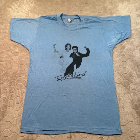 VTG TWO OF A KIND Movie Promo T-Shirt 1983 80s Film John Travolta Sz Lg
